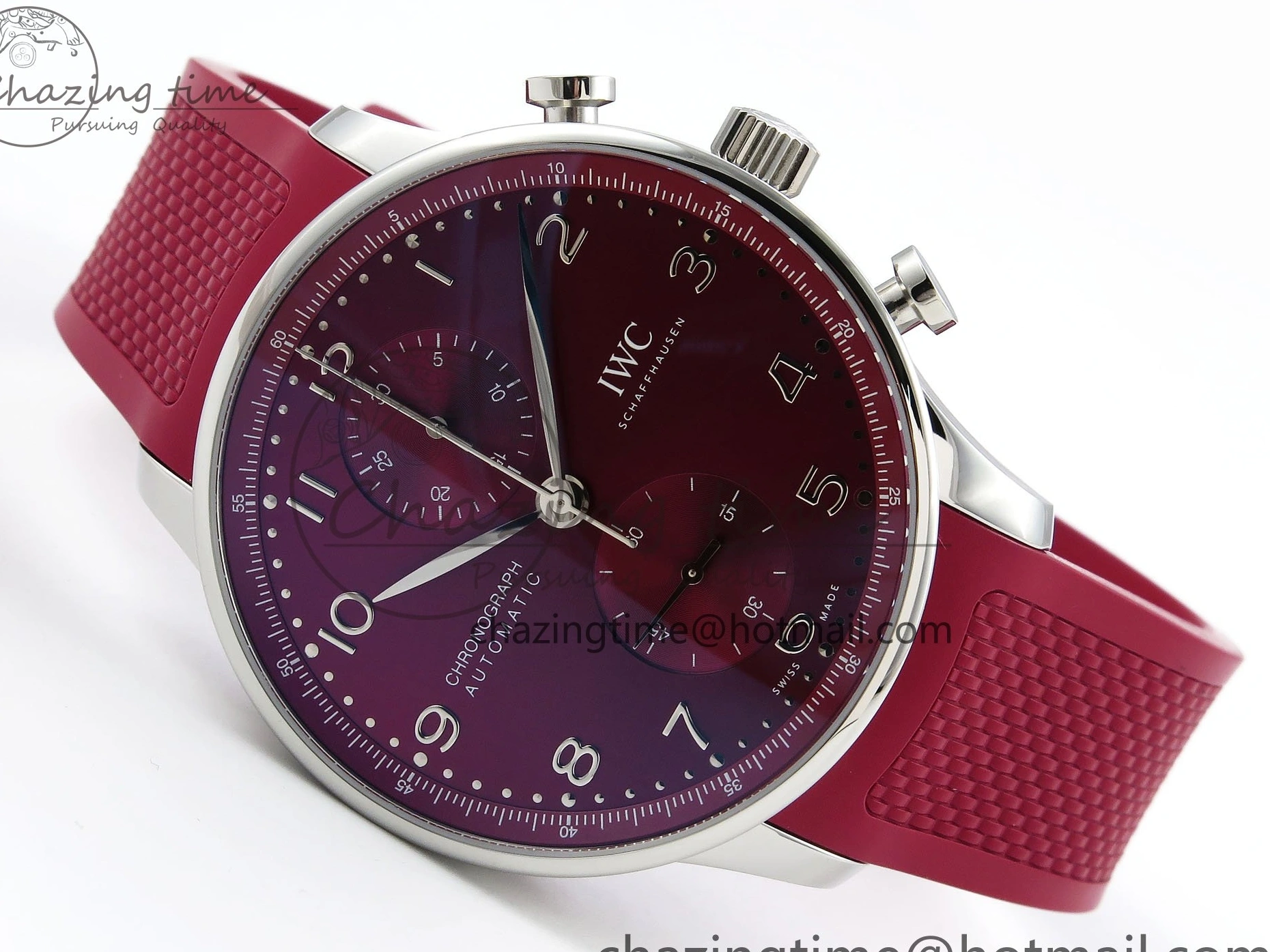 MIROTIME 0311 Reliable Portuguese Chrono IW3716 Z+F 1:1 Best Edition Red Dial on Red Rubber Strap A 7015